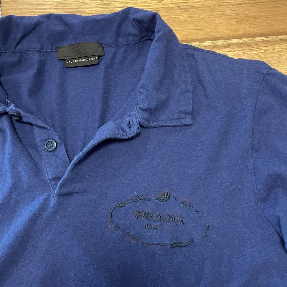 PRADA navy blue logo polo shirt